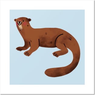 Otter Painting Hand Drawn Posters and Art